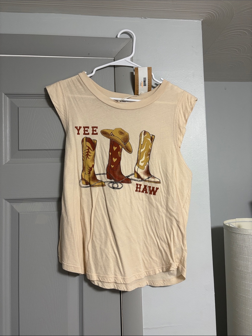 MadeWorn Cream Western Graphic Muscle Tee